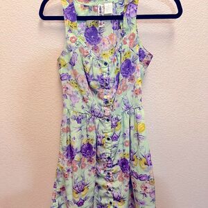 Mimi Chica dress, size S,teal and purple floral print